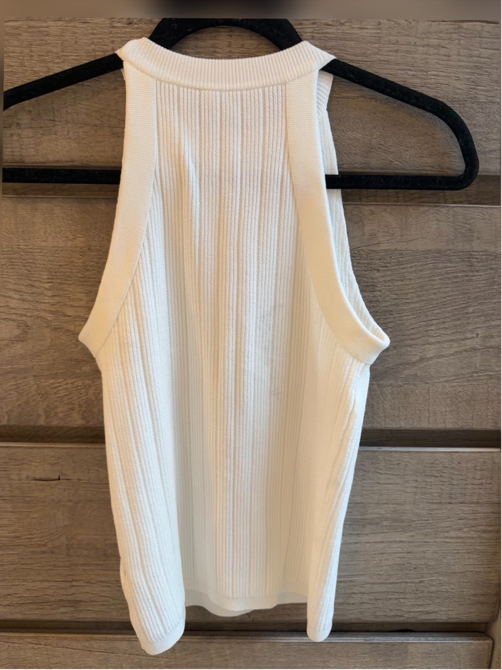 Balmain Cream Ribbed Halter Tank with Gold Buttons - - Picture 2 of 3